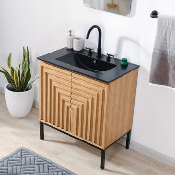 Rowan Geometric Modern Transitional 2-Shelf Bath Vanity Cabinet Only (Sink Basin Not Included)